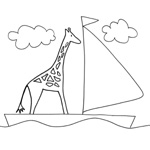 coloriage rafi la girafe bateau